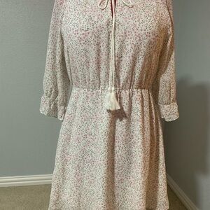 Allegra K Pink Floral Long Sleeve Dress